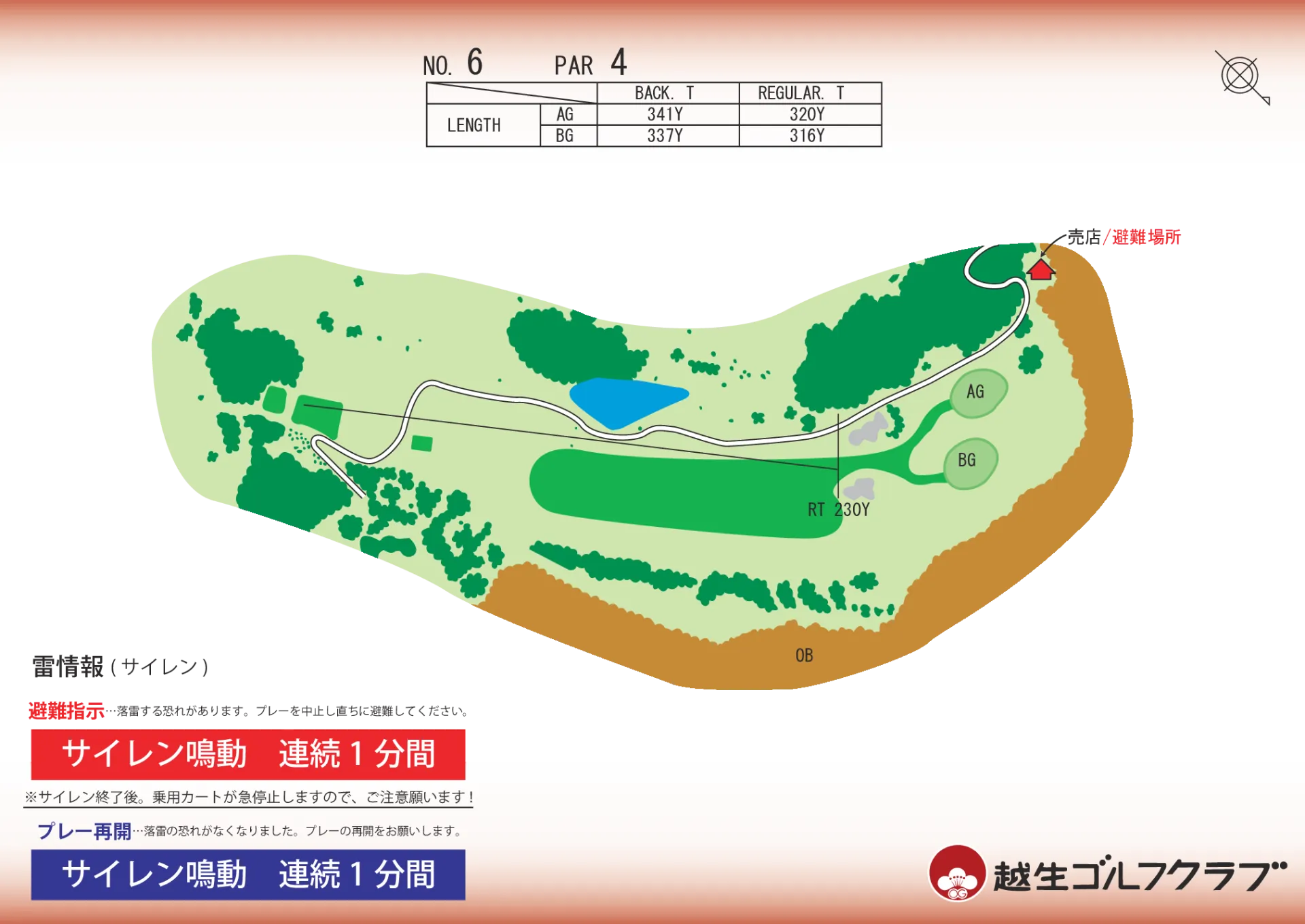 No. 6 PAR 4:自然の丘陵と池の調和が美しい