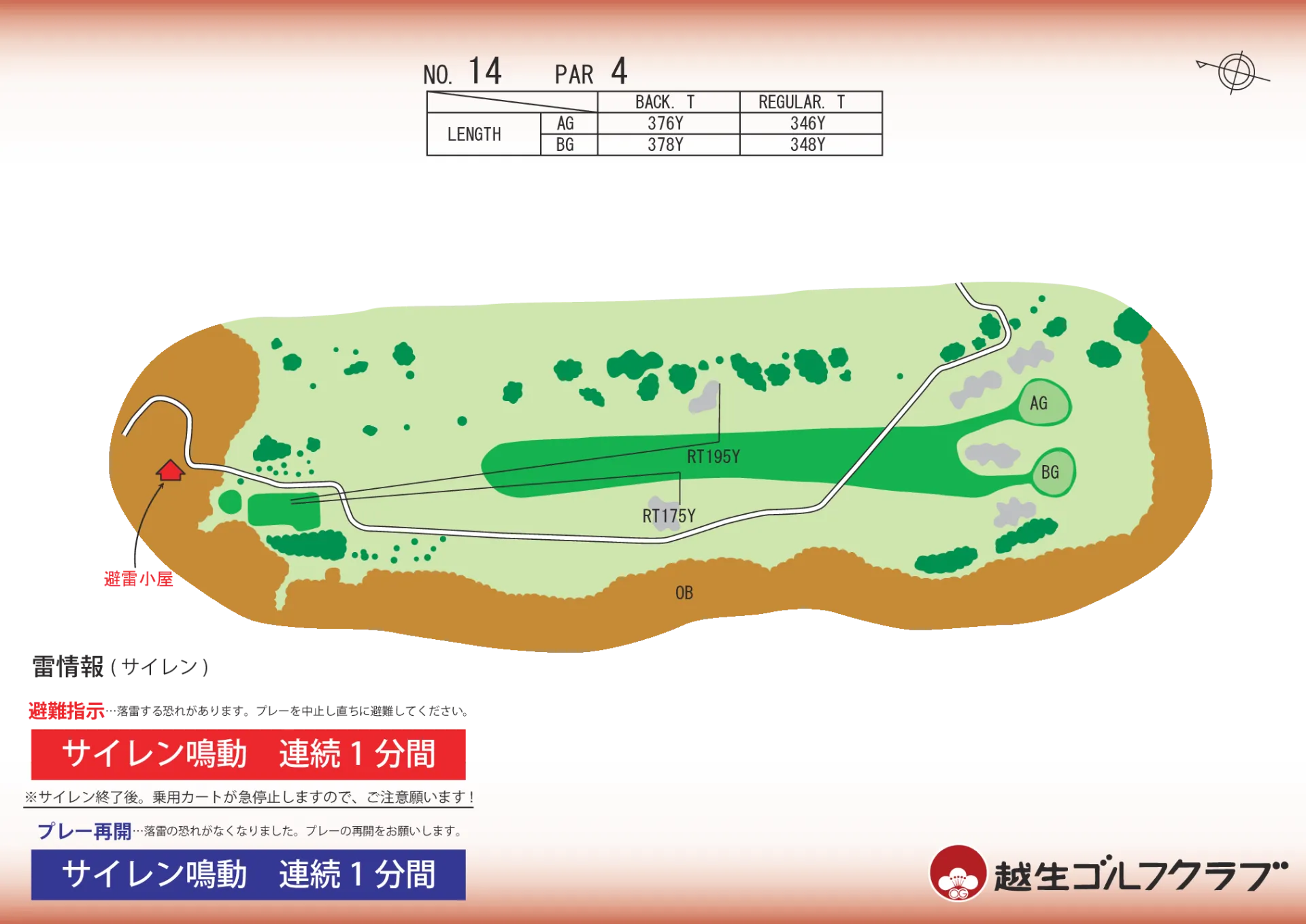 No. 14 PAR 4:広々としたフェアウェイ
